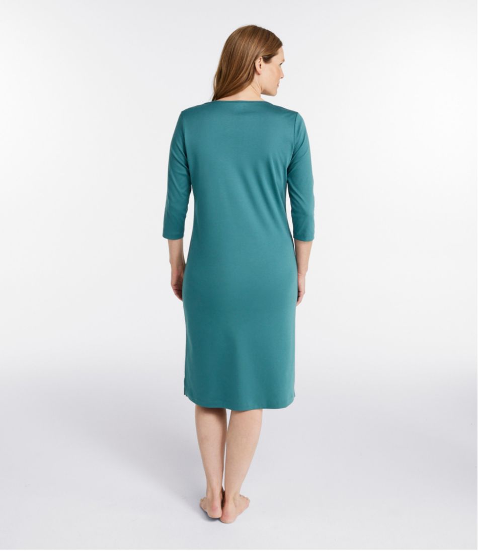 Women's Supima Cotton Nightgown, V-Neck Three-Quarter-Sleeve | L.L.Bean Exclusive