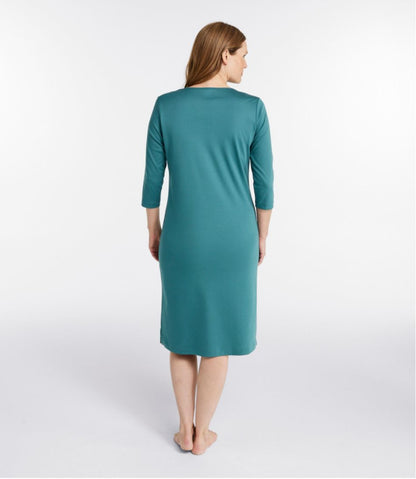 Women's Supima Cotton Nightgown, V-Neck Three-Quarter-Sleeve | L.L.Bean Exclusive