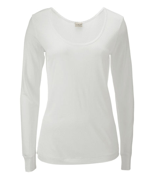 Women's Silk Pointelle, Long-Sleeve Scoopneck | L.L.Bean Trending