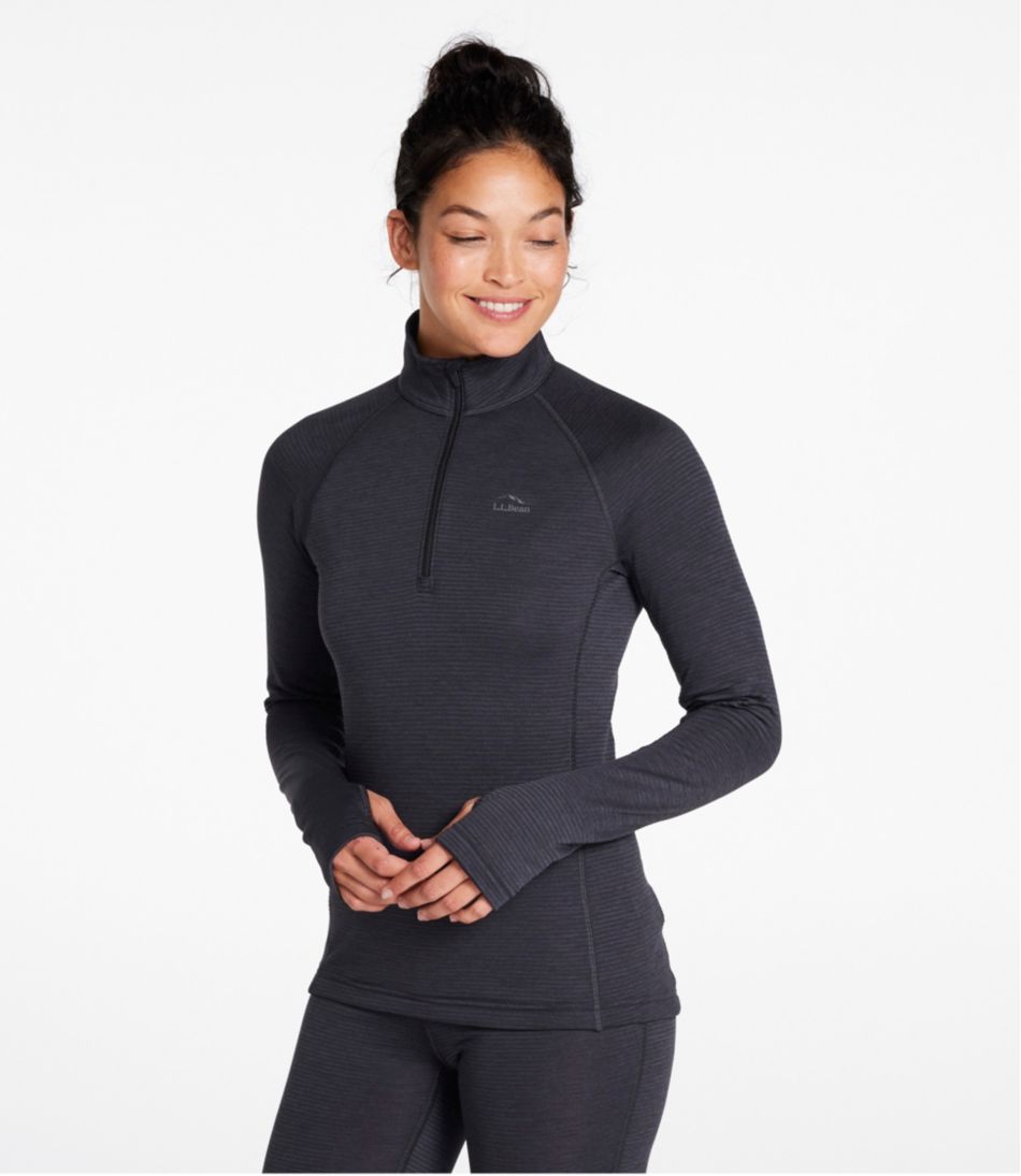 Women's L.L.Bean Midweight Base Layer Crew Top, 1/4 Zip | L.L.Bean Essential