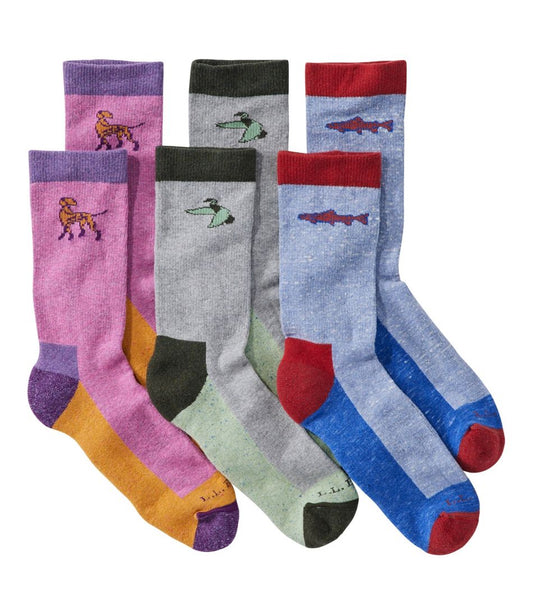 Adults' Wicked Soft Cotton Socks Animal Gift Set, 3-Pack | L.L.Bean Signature
