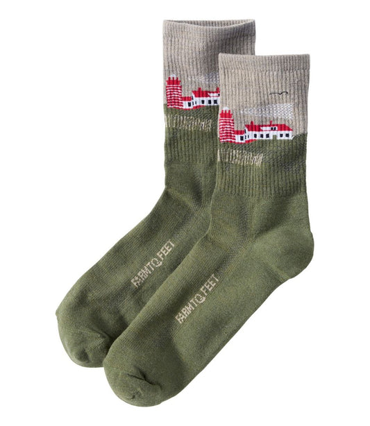 Adults' Farm to Feet Portland West Quoddy Lighthouse Light Cushion 3/4 Crew Socks | L.L.Bean Classic