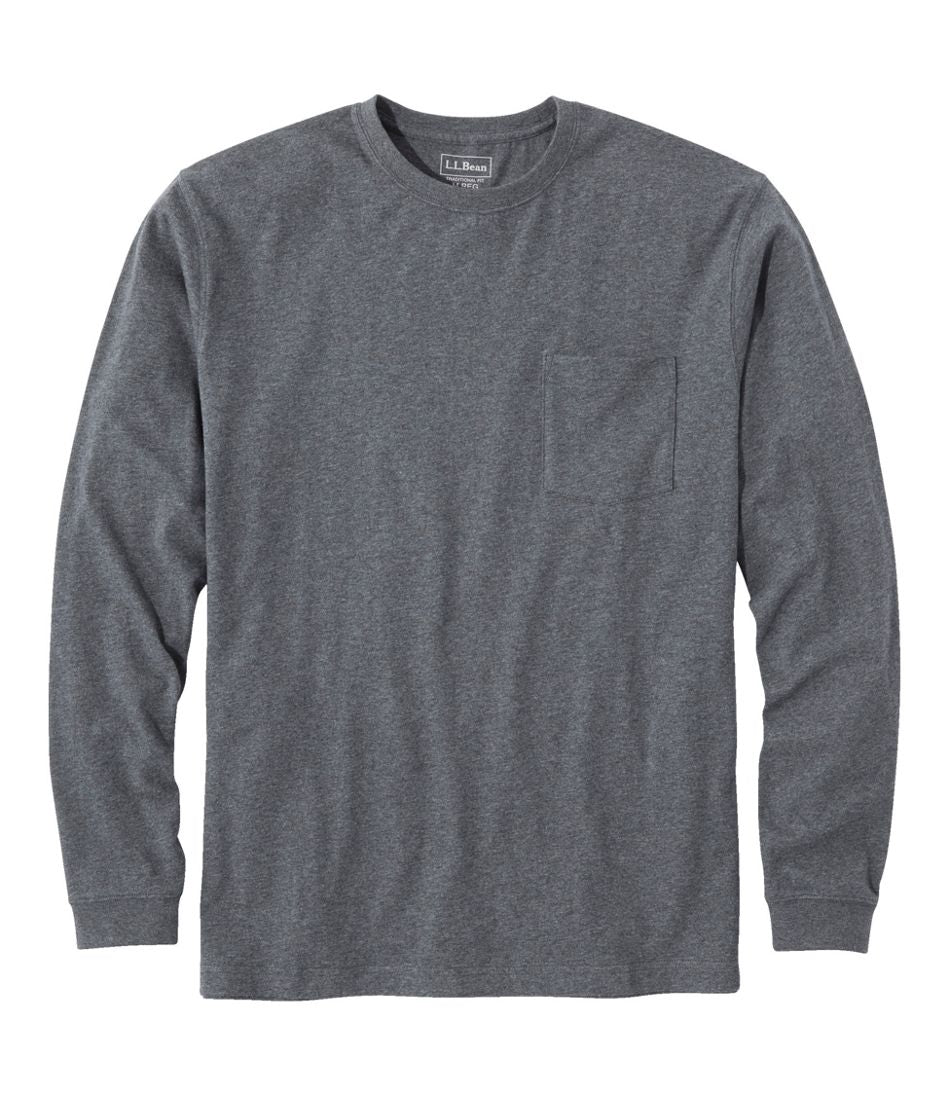 Men's Carefree Unshrinkable Tee with Pocket, Traditional Fit, Long-Sleeve | L.L.Bean Signature