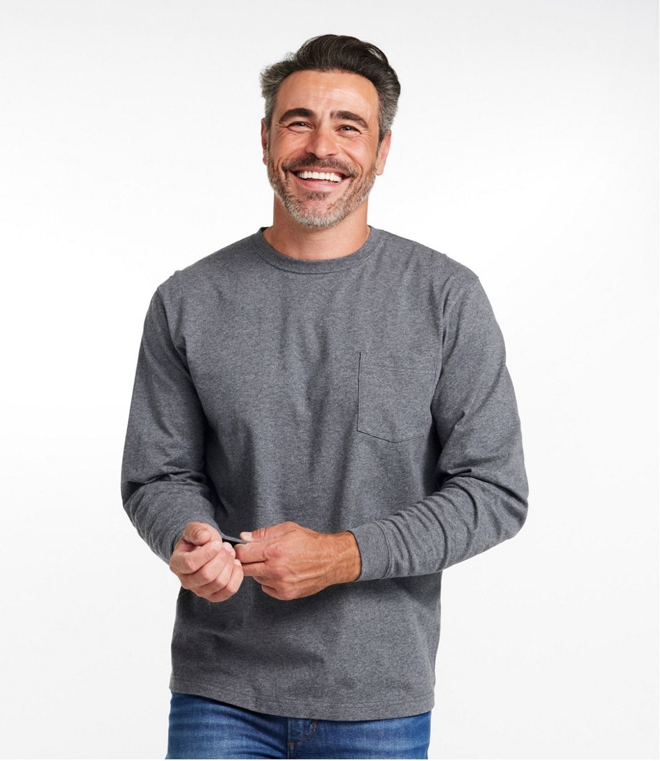 Men's Carefree Unshrinkable Tee with Pocket, Traditional Fit, Long-Sleeve | L.L.Bean Signature