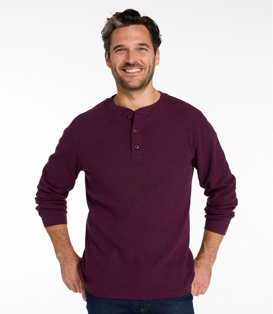Men's Unshrinkable Mini-Waffle Henley, Long-Sleeve Traditional Fit | L.L.Bean Value
