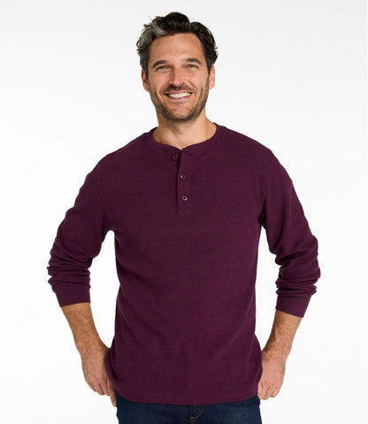Men's Unshrinkable Mini-Waffle Henley, Long-Sleeve Traditional Fit | L.L.Bean Value