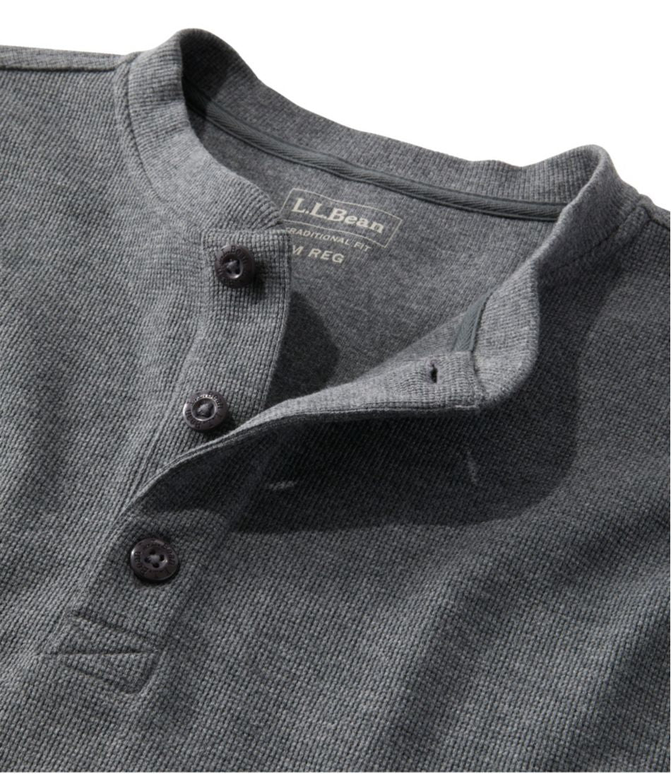 Men's Unshrinkable Mini-Waffle Henley, Long-Sleeve Traditional Fit | L.L.Bean Value