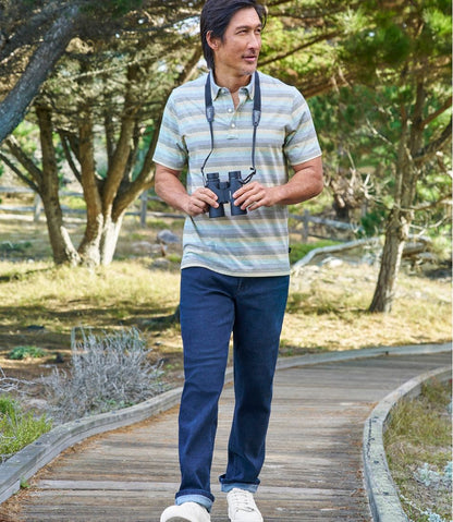 Men's Comfort Stretch Performance® Pima Polo, Short-Sleeve, Stripe | L.L.Bean Everyday