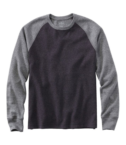 Men's Washed Cotton Double-Knit Crewneck, Slightly Fitted Long-Sleeve Colorblock | L.L.Bean Value