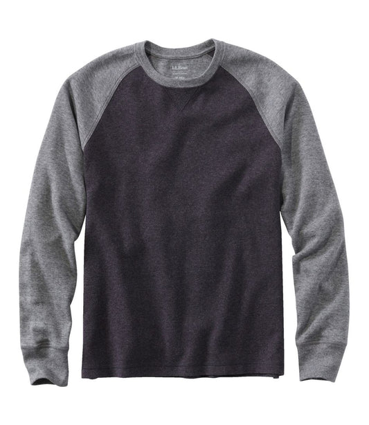 Men's Washed Cotton Double-Knit Crewneck, Slightly Fitted Long-Sleeve Colorblock | L.L.Bean Value
