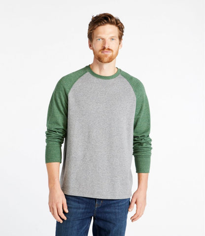 Men's Washed Cotton Double-Knit Crewneck, Slightly Fitted Long-Sleeve Colorblock | L.L.Bean Value