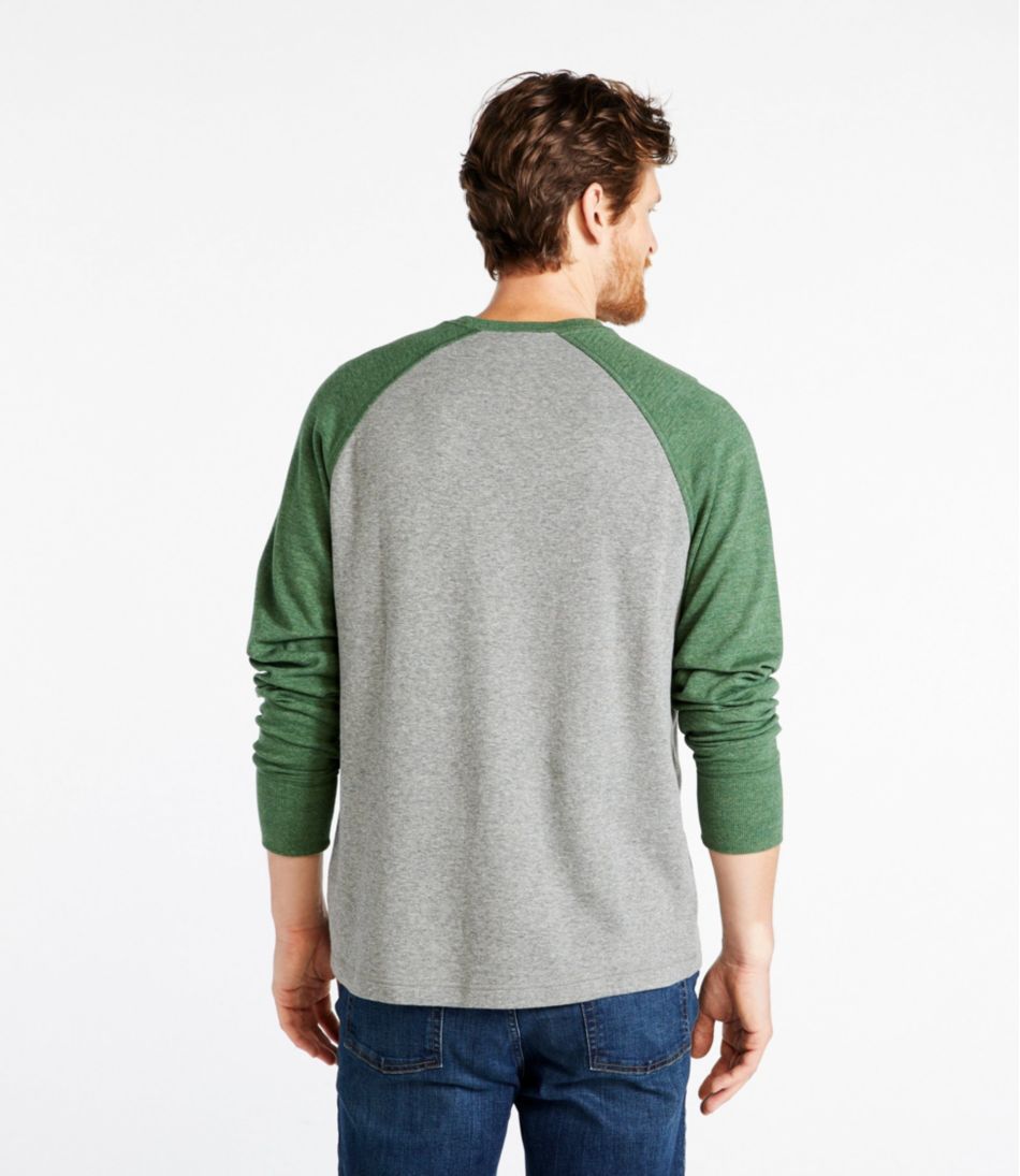 Men's Washed Cotton Double-Knit Crewneck, Slightly Fitted Long-Sleeve Colorblock | L.L.Bean Value