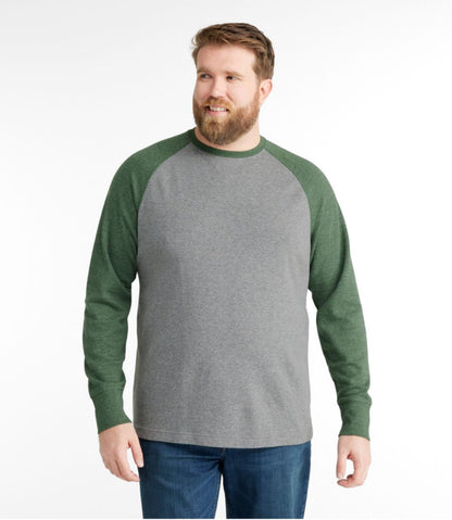 Men's Washed Cotton Double-Knit Crewneck, Slightly Fitted Long-Sleeve Colorblock | L.L.Bean Value