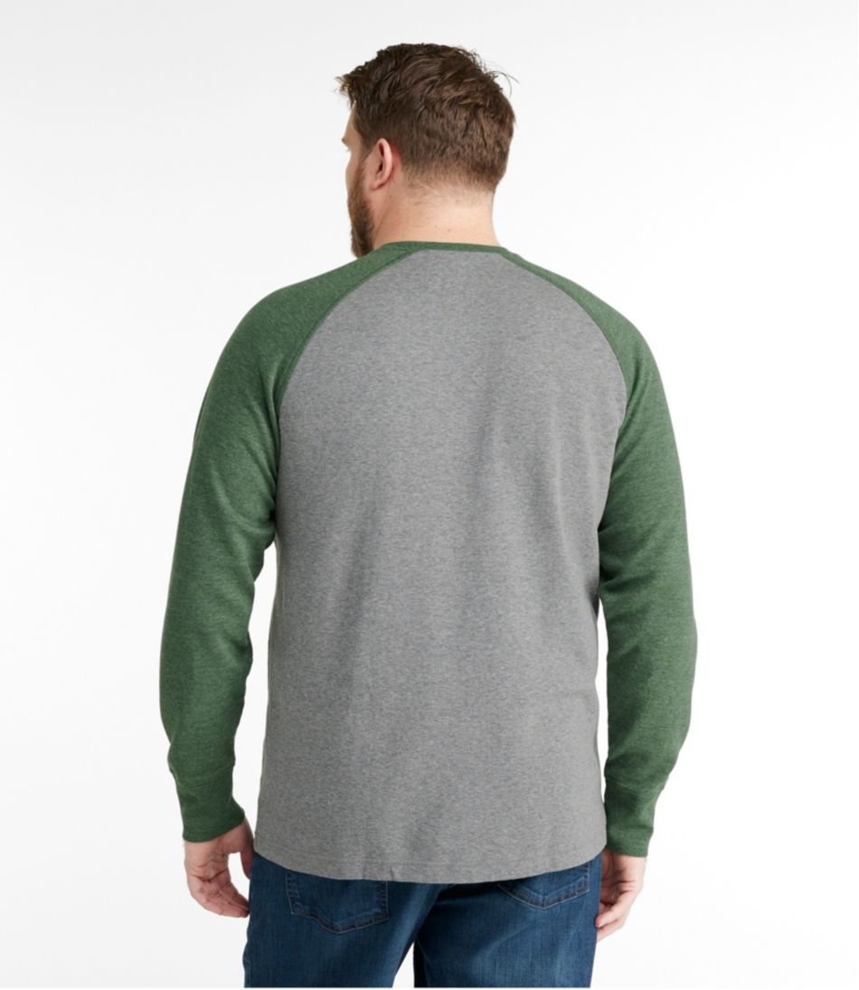 Men's Washed Cotton Double-Knit Crewneck, Slightly Fitted Long-Sleeve Colorblock | L.L.Bean Value