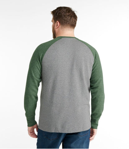 Men's Washed Cotton Double-Knit Crewneck, Slightly Fitted Long-Sleeve Colorblock | L.L.Bean Value
