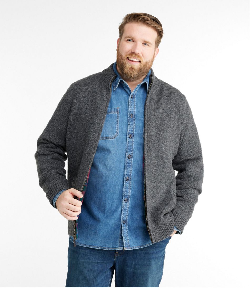 Men's L.L.Bean Classic Ragg Wool Sweater, Full-Zip Flannel-Lined | L.L.Bean Recommended