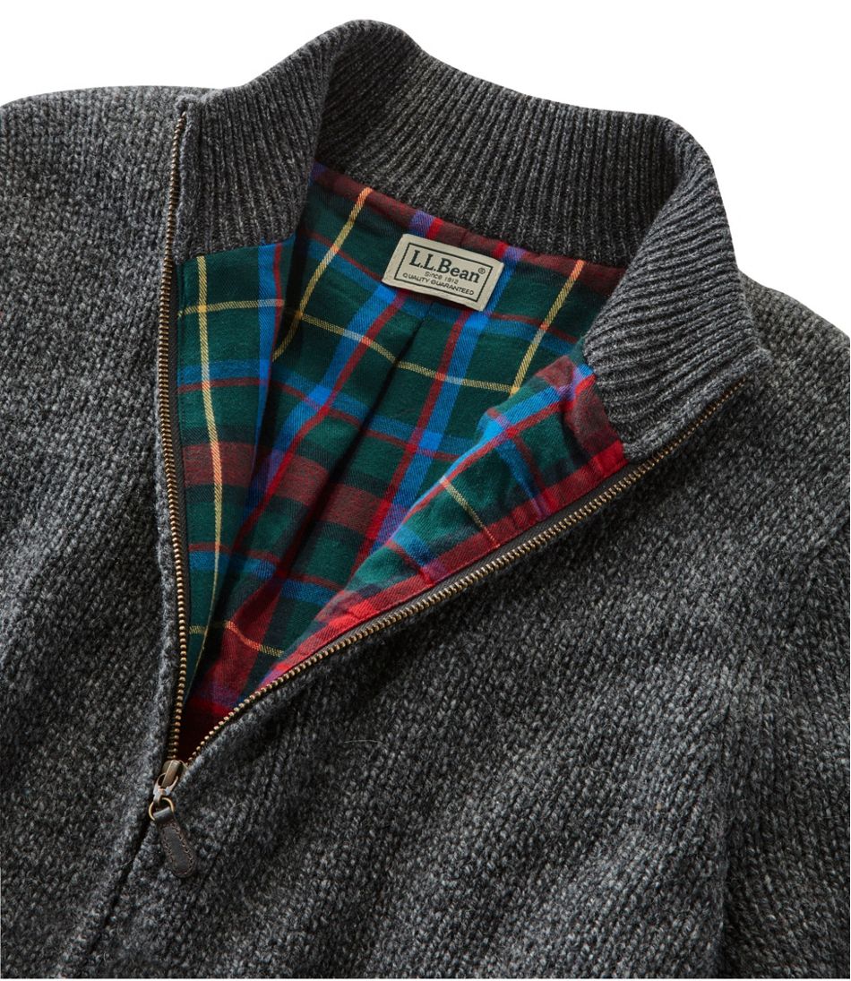 Men's L.L.Bean Classic Ragg Wool Sweater, Full-Zip Flannel-Lined | L.L.Bean Recommended