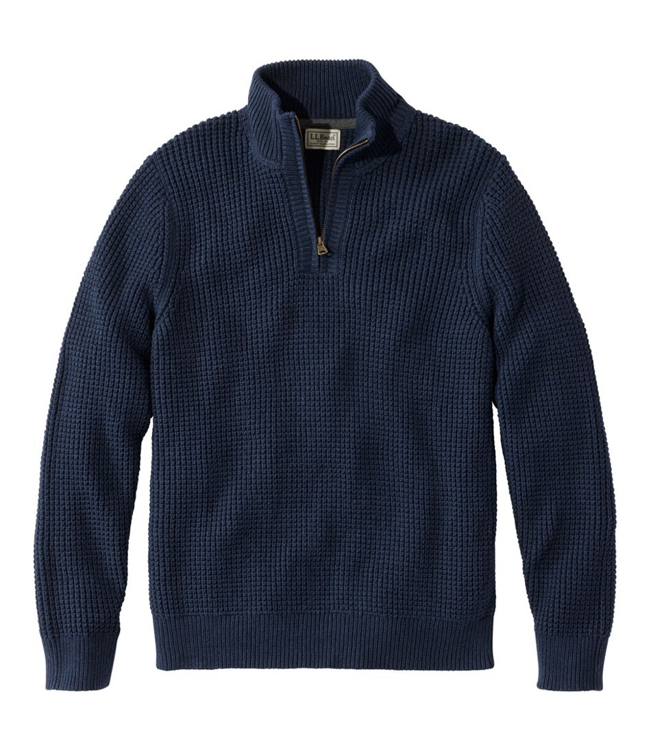 Men's Organic Cotton Waffle Sweater, Quarter Zip | L.L.Bean Classic