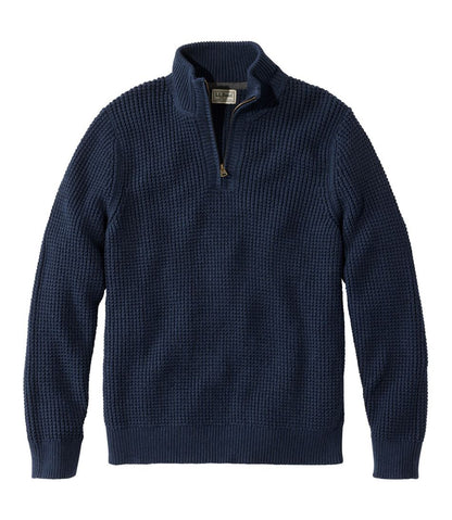 Men's Organic Cotton Waffle Sweater, Quarter Zip | L.L.Bean Classic