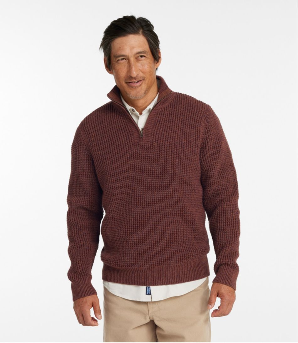Men's Organic Cotton Waffle Sweater, Quarter Zip | L.L.Bean Classic