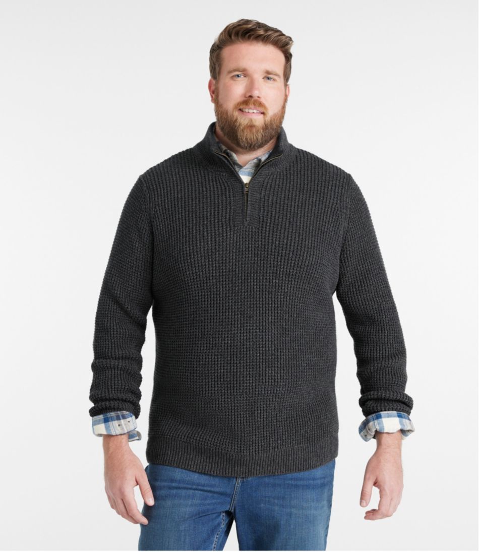 Men's Organic Cotton Waffle Sweater, Quarter Zip | L.L.Bean Classic