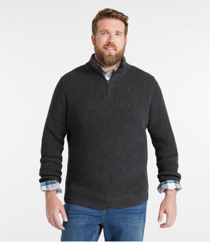 Men's Organic Cotton Waffle Sweater, Quarter Zip | L.L.Bean Classic