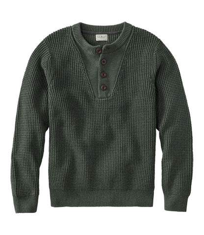 Men's L.L.Bean Organic Cotton Waffle Sweater, Henley | L.L.Bean Essential