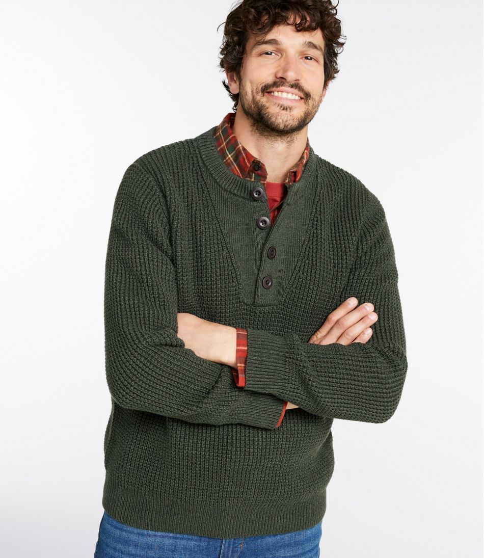 Men's L.L.Bean Organic Cotton Waffle Sweater, Henley | L.L.Bean Essential