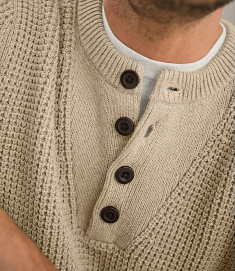 Men's L.L.Bean Organic Cotton Waffle Sweater, Henley | L.L.Bean Essential