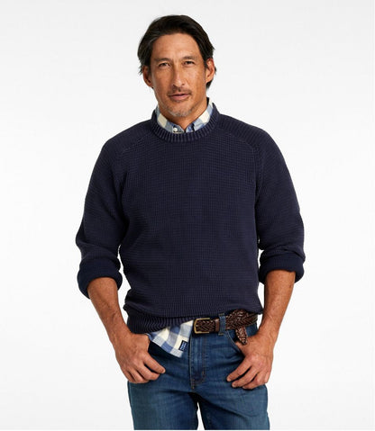 Men's Sunwashed Textured Cotton Sweater, Crewneck | L.L.Bean Great Value