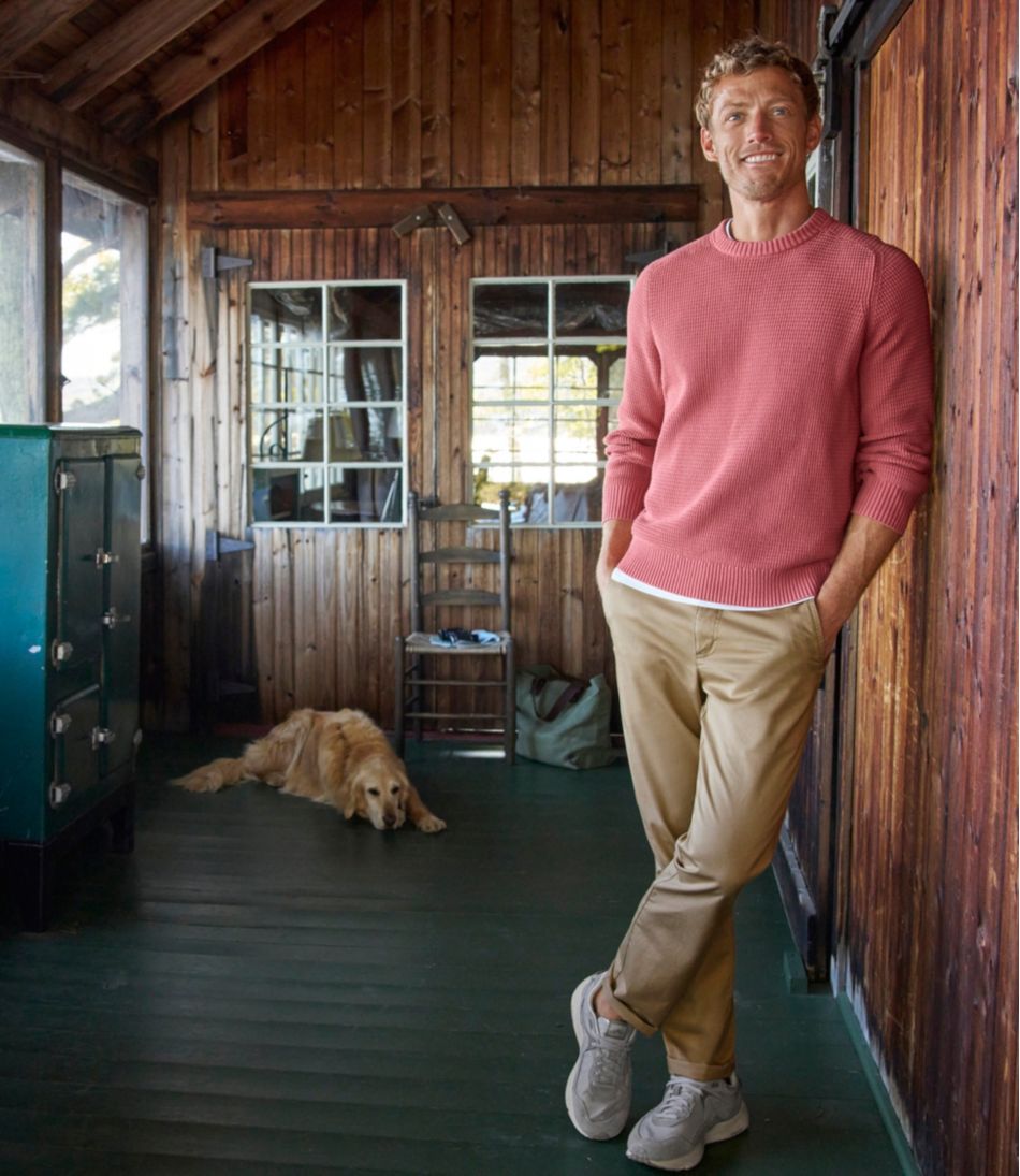 Men's Sunwashed Textured Cotton Sweater, Crewneck | L.L.Bean Great Value