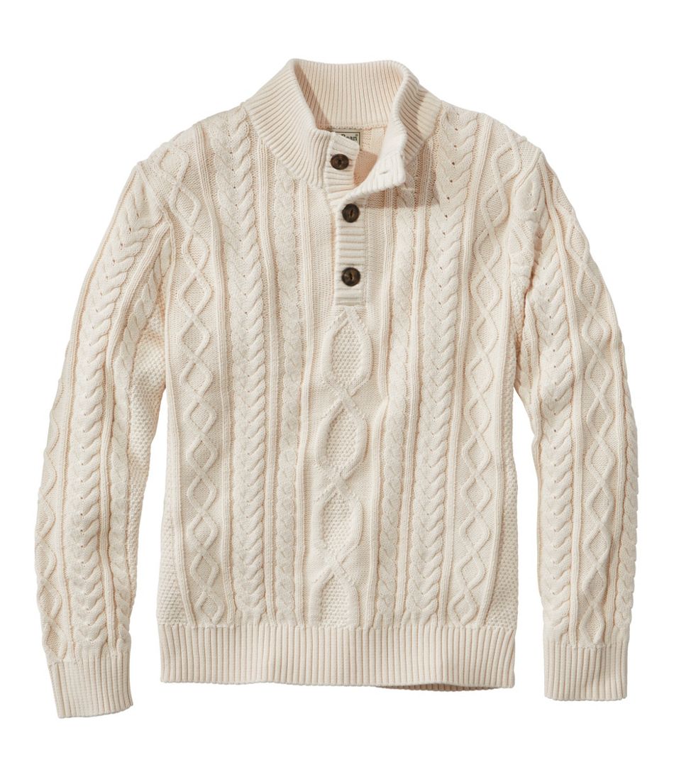 Men's Bean's Heritage Soft Cotton Fisherman Sweater, Button-Mock | L.L.Bean Latest