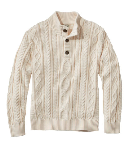 Men's Bean's Heritage Soft Cotton Fisherman Sweater, Button-Mock | L.L.Bean Latest
