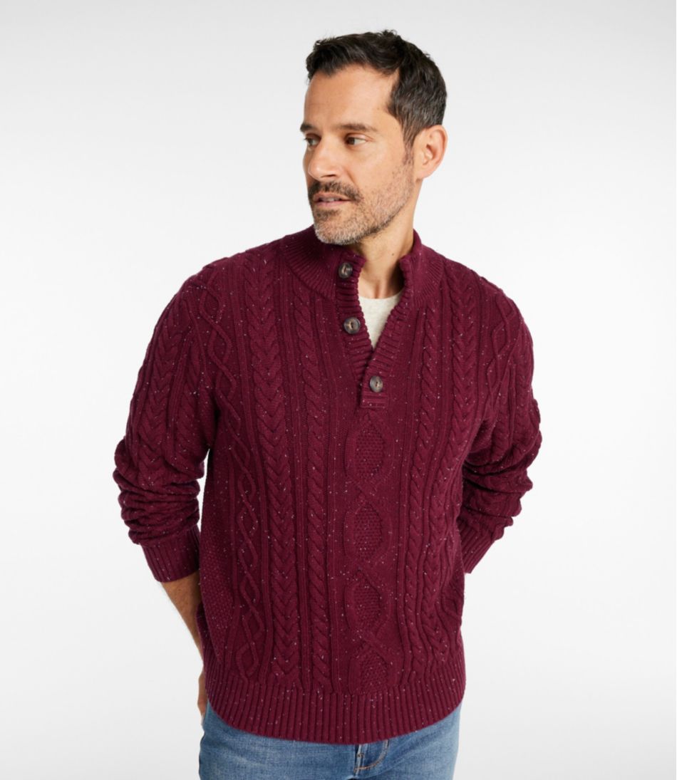 Men's Bean's Heritage Soft Cotton Fisherman Sweater, Button-Mock | L.L.Bean Latest