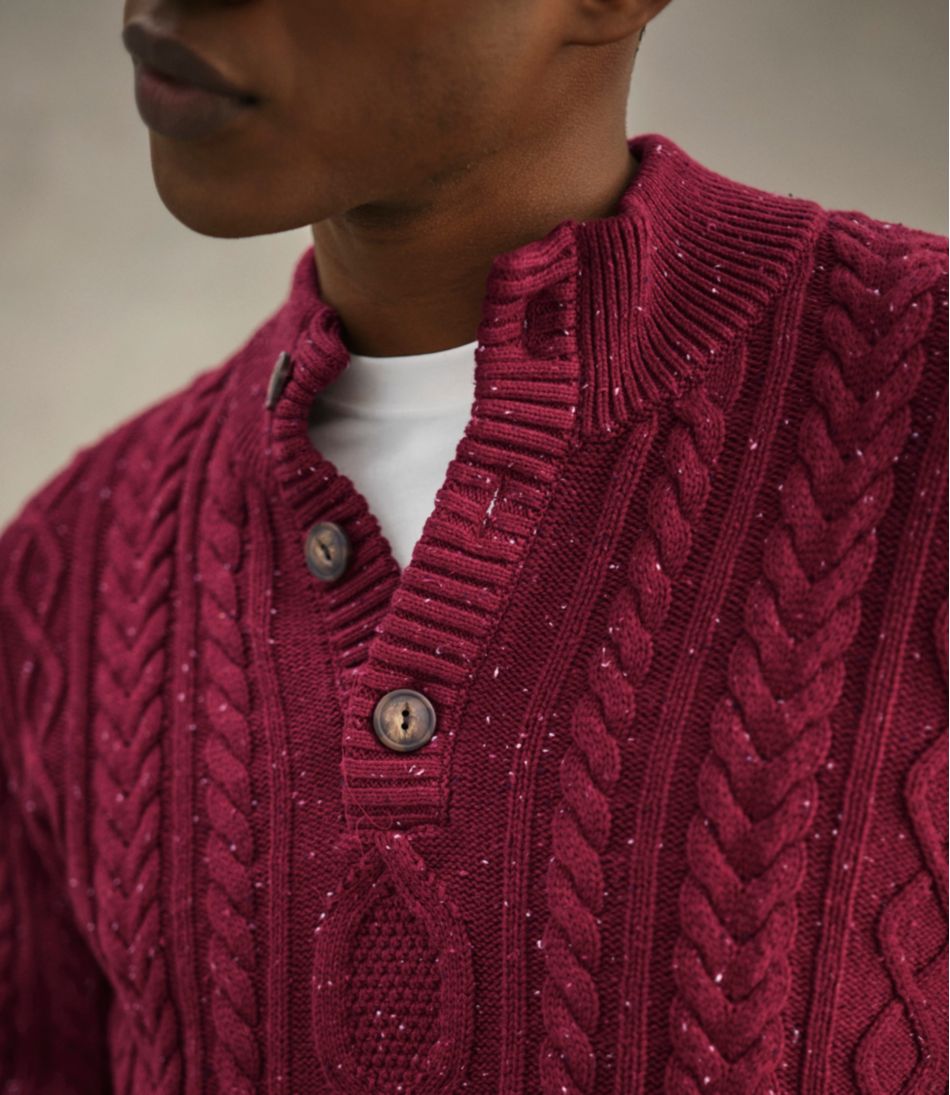 Men's Bean's Heritage Soft Cotton Fisherman Sweater, Button-Mock | L.L.Bean Latest