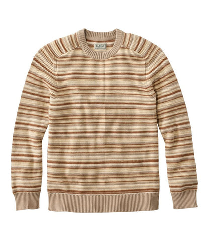 Men's Sunwashed Textured Cotton Sweater, Crewneck, Stripe | L.L.Bean Recommended