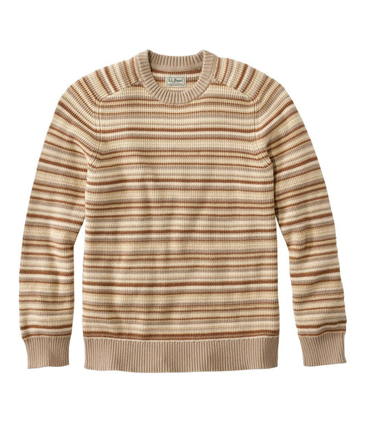 Men's Sunwashed Textured Cotton Sweater, Crewneck, Stripe | L.L.Bean Recommended