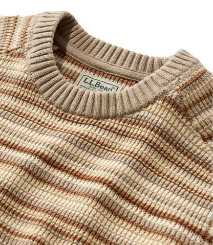 Men's Sunwashed Textured Cotton Sweater, Crewneck, Stripe | L.L.Bean Recommended