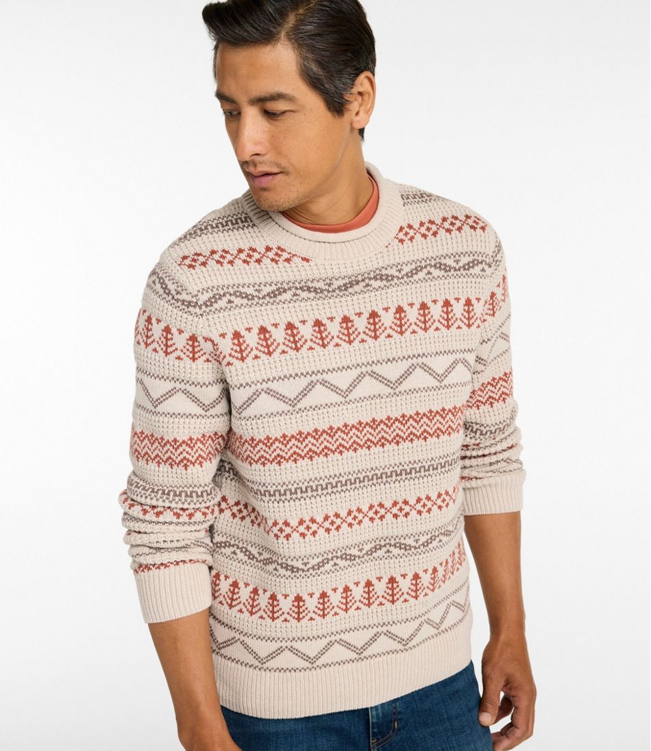 Men's L.L.Bean Organic Cotton Waffle Sweater, Crewneck, Fair Isle | L.L.Bean Exclusive