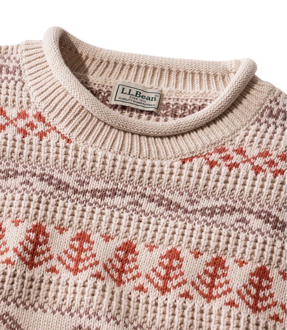 Men's L.L.Bean Organic Cotton Waffle Sweater, Crewneck, Fair Isle | L.L.Bean Exclusive