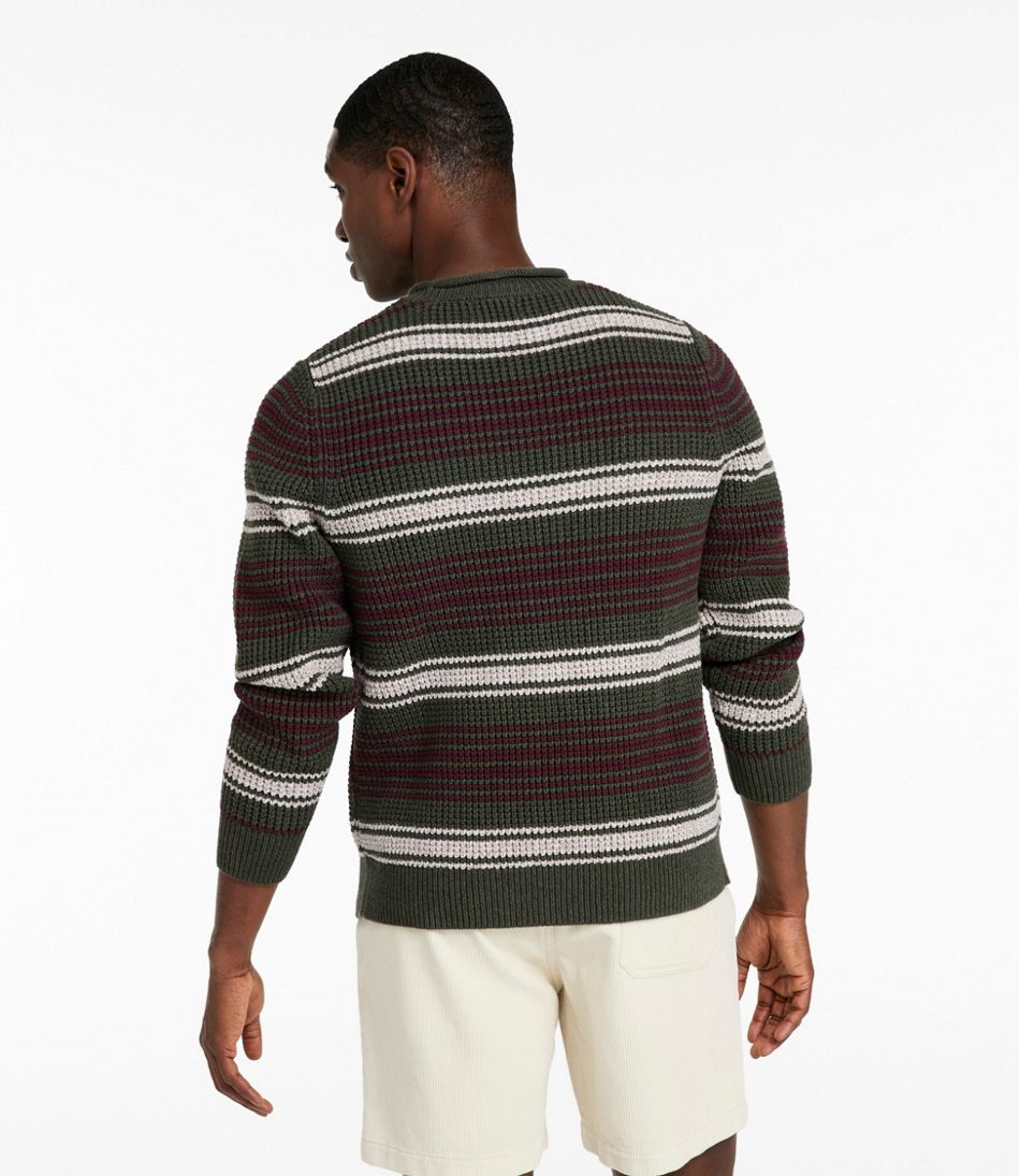 Men's Organic Cotton Waffle Sweater, Rollneck Crew, Stripe | L.L.Bean Signature