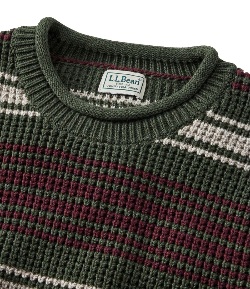 Men's Organic Cotton Waffle Sweater, Rollneck Crew, Stripe | L.L.Bean Signature