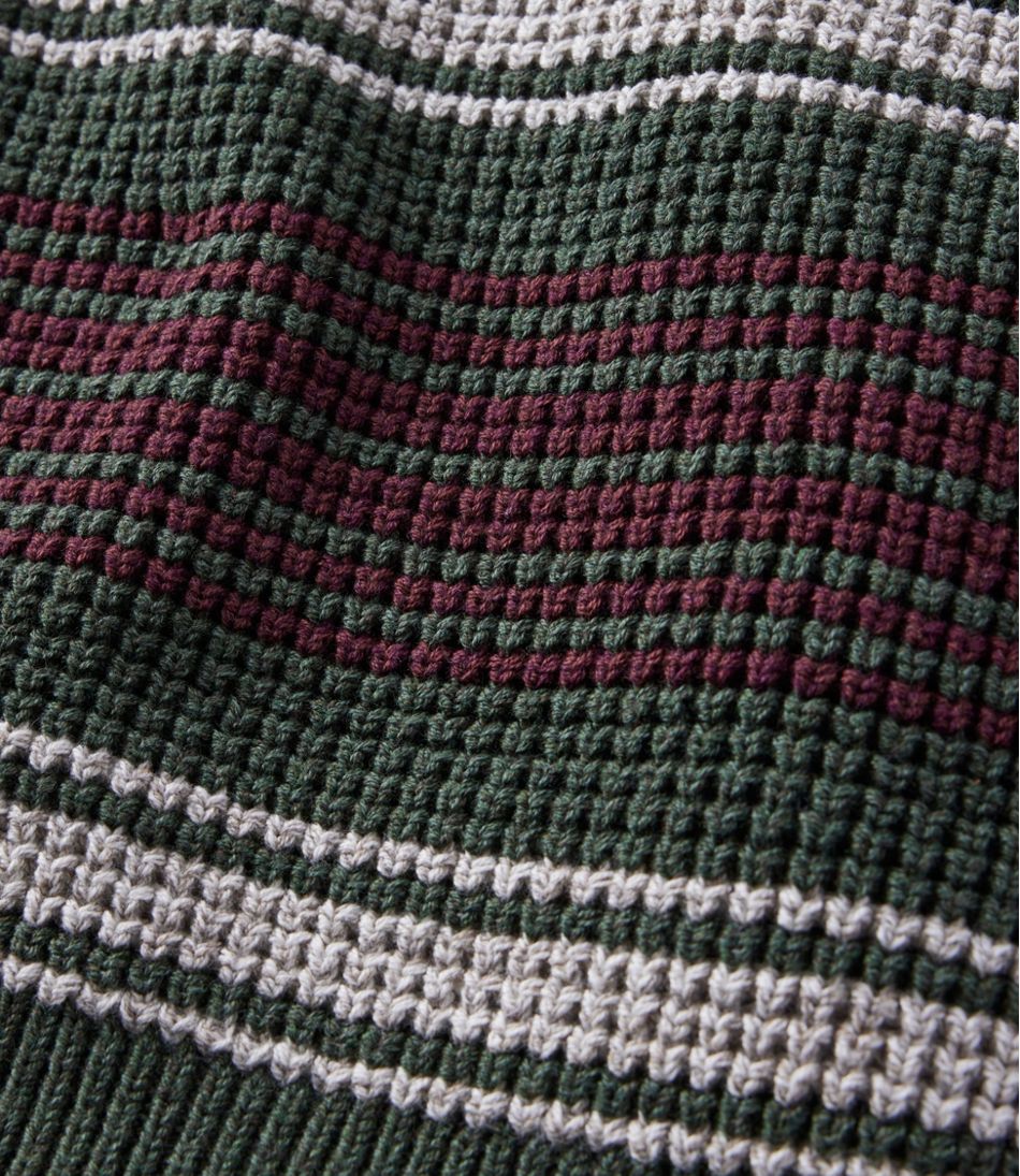 Men's Organic Cotton Waffle Sweater, Rollneck Crew, Stripe | L.L.Bean Signature