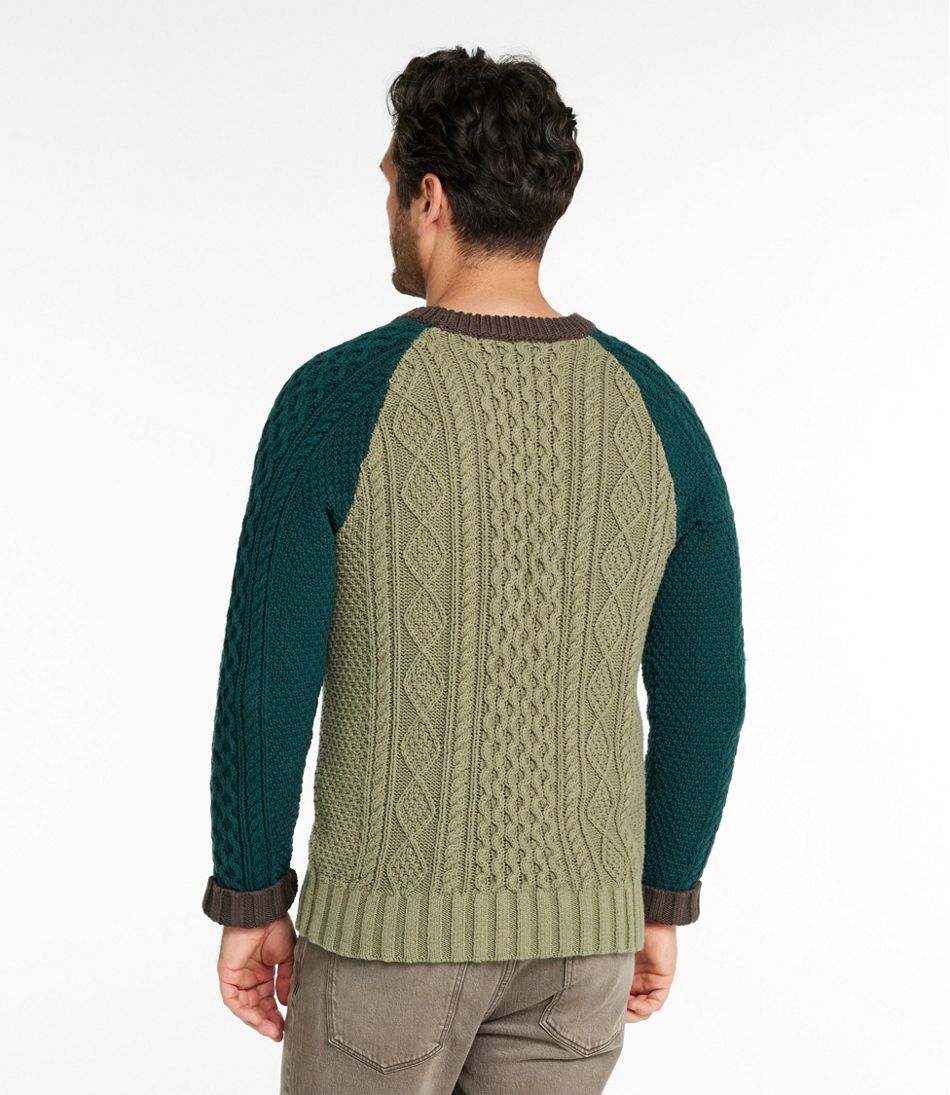 Men's Signature Cotton Fisherman Sweater, Crewneck, Colorblock | L.L.Bean Great Value