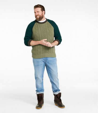 Men's Signature Cotton Fisherman Sweater, Crewneck, Colorblock | L.L.Bean Great Value