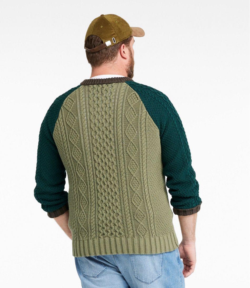 Men's Signature Cotton Fisherman Sweater, Crewneck, Colorblock | L.L.Bean Great Value