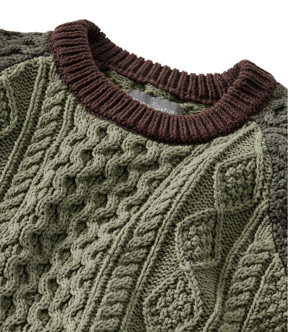 Men's Signature Cotton Fisherman Sweater, Crewneck, Colorblock | L.L.Bean Great Value