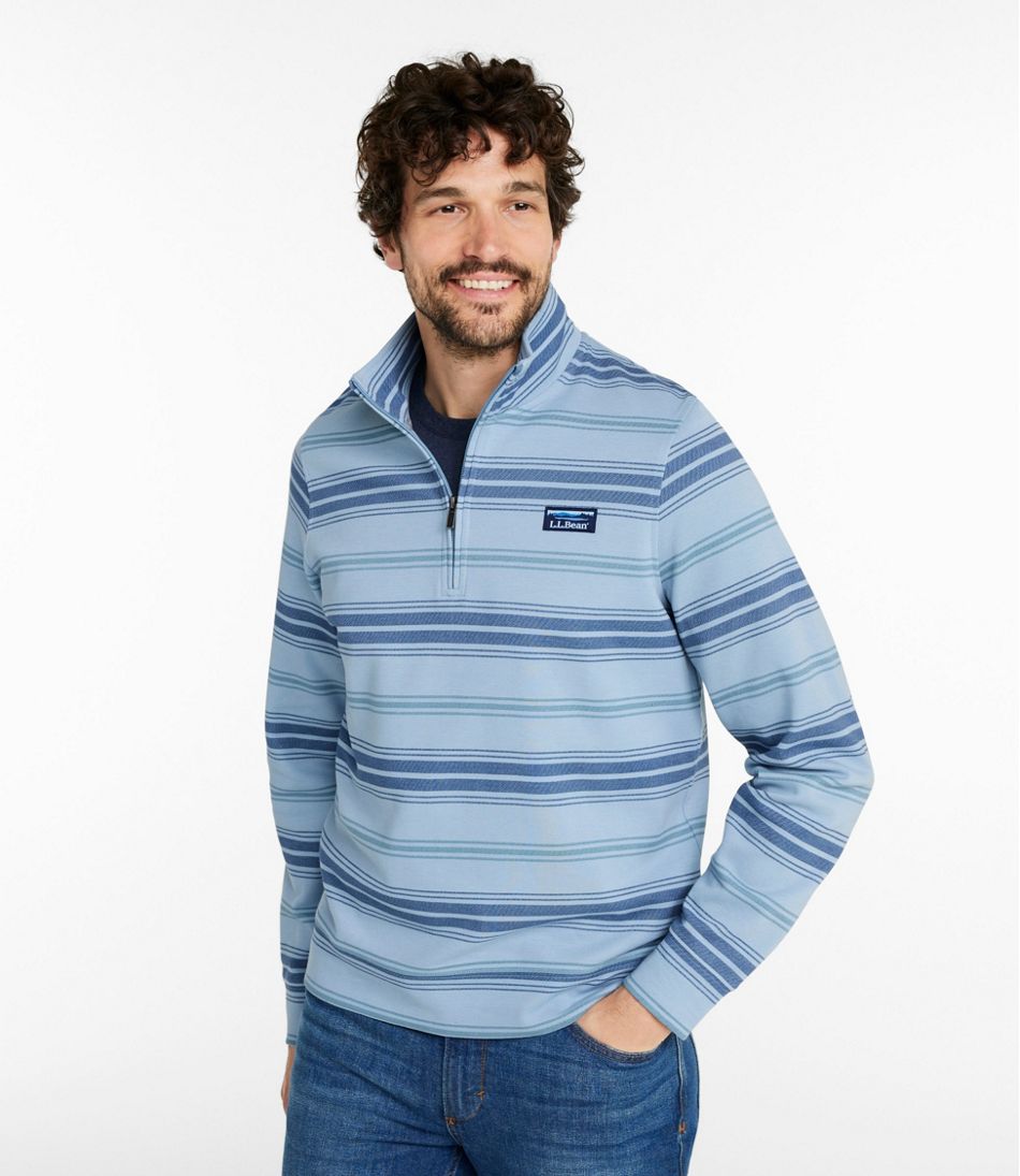 Men's Comfort Stretch Performance® Piqué, Quarter-Zip Pullover, Stripe | L.L.Bean Signature