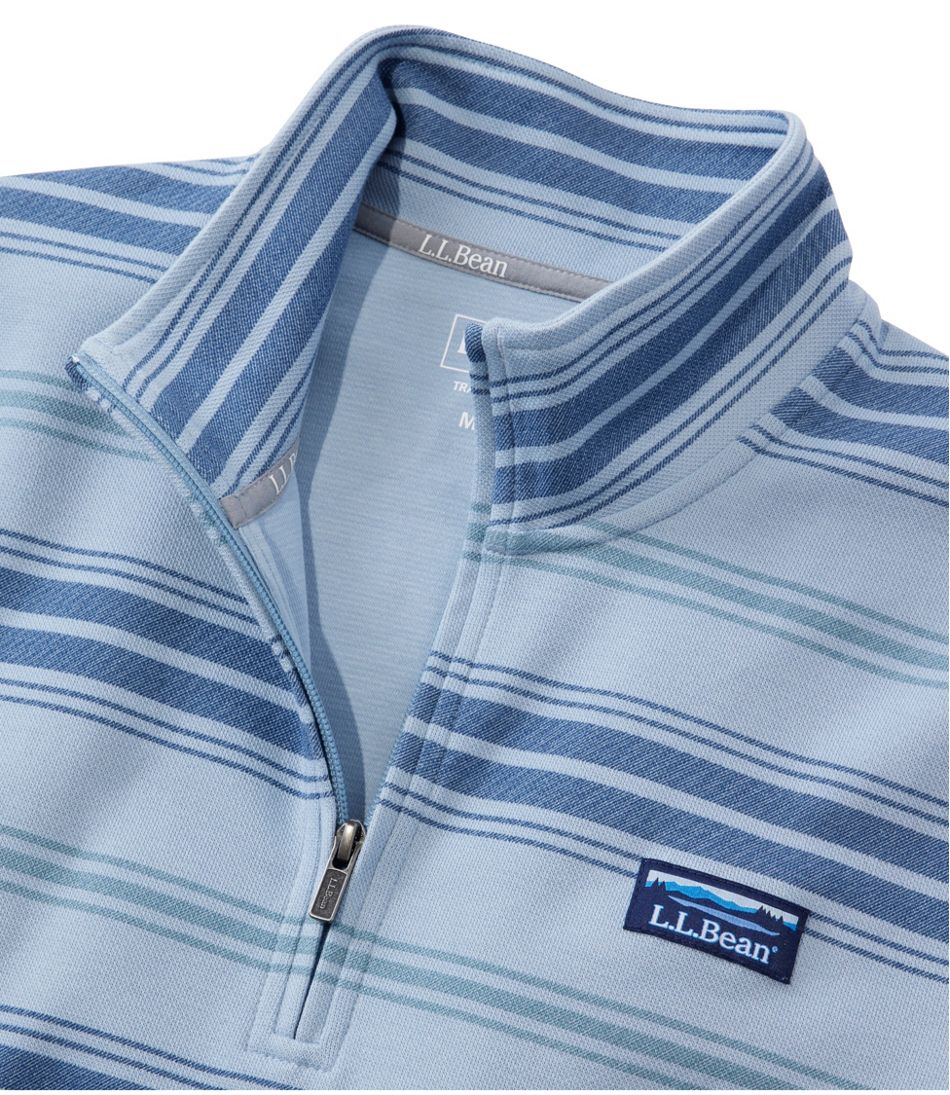 Men's Comfort Stretch Performance® Piqué, Quarter-Zip Pullover, Stripe | L.L.Bean Signature