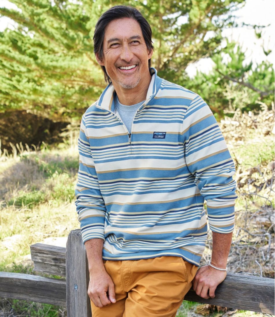Men's Comfort Stretch Performance® Piqué, Quarter-Zip Pullover, Stripe | L.L.Bean Signature